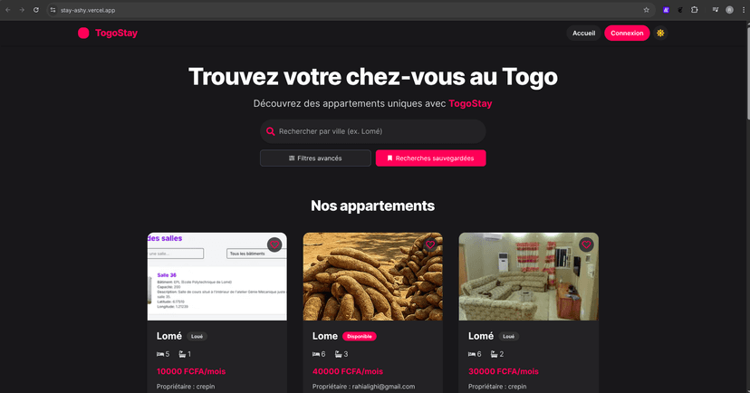 Togo Stay - Apartment Booking Website